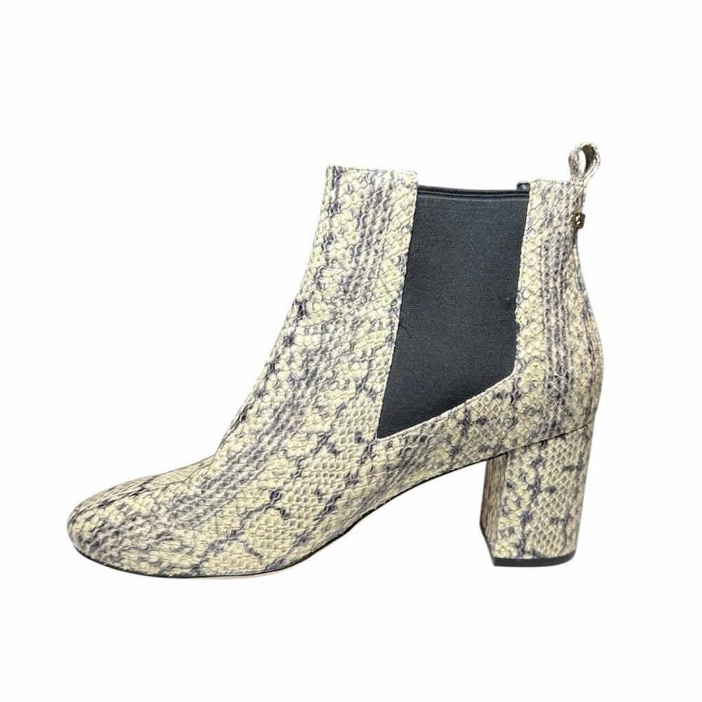 Cole Haan Nitasha Women Beige Phython Leather Block Heel Chelsea Ankle Boots 8.5